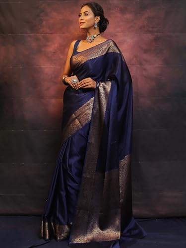 Image of Sugathari Women's Banarasi Saree Pure Kanjivaram Silk Saree Soft new ladies 2025 Design Wear Pattu Sarees Sadi Party Sari collections With Blouse Piece (San Pari-225)