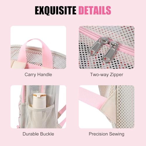 Image of COVAX Mesh Backpack for School Heavy Duty Semi-Transparent Bookbags for Beach, Swimming, Sports, Work, Travel (Beige)
