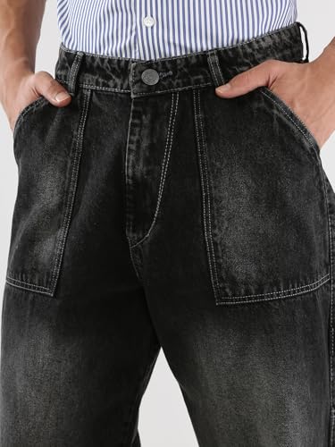 Image of Urbano Fashion Men's Loose Baggy Fit Cargo Carpenter Jeans with 6 Pockets Non-Stretchable