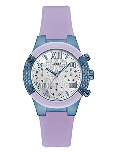 GUESS Women's Quartz Stainless Steel and Silicone Casual Watch%���% Color:Purple (Model: U0958L2)