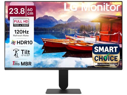 Image of LG24U411A-BN Smartchoice 60 cm (24-inch) Full HD (1920 x 1080) IPS Monitor, 3-Side Virtually Borderless, 1ms MBR, 120Hz, sRGB 99%(Typ.), HDR10, Reader Mode, Flicker Safe, VGA, HDMI, Slim Stand, Black