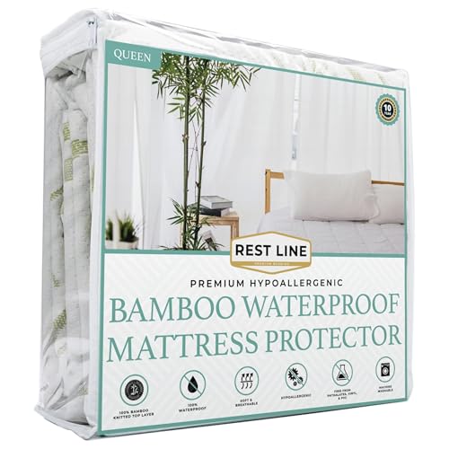 RestLine Premium Bamboo Waterproof Mattress Protector - Queen