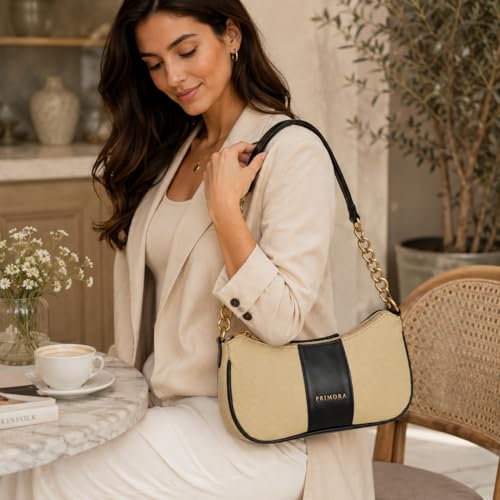 Image of Colorblocked Shoulder Bag for Women with Adjustable & Detachable Sling Strap | Stylish Crossbody & Shoulder Purse | Lightweight Daily Use Handbag for Office, Travel & Casual