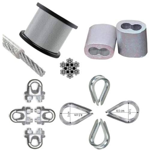 FITIFY Gym Machine Cable Wire (6mm) with Locking Accessories – ULocks, Eye Locks & Ferrule Locks (Transparent Wire, 20 Meter)