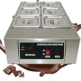 DSYYNAY Kommerzielle Schokoladenmaschine aus Edelstahl 1 - Elektrischer Melter mit 6 Tanks mit digitaler Temperaturregelung, ideal für Restaurants, Bäckereien und Schokoladengeschäfte (6Tank)