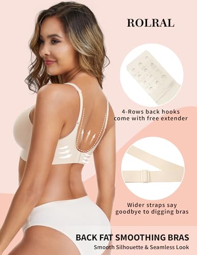 Womens Deep V Wireless Bra No Underwire Seamless Comfort Support Tshirt Push Up Bralette for Everyday/Sleep Wear4