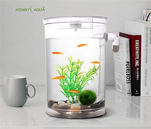 Pecera de plástico para peces pequeños, minipecera cuadrada, pecera redonda, pecños, minipecera cuadrada, pecera redonda, pecera ecológica, para exhibición en el escritorio (pecera cuadrada)
