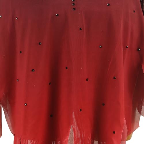 Vestido de patinação artística no gelo para meninas mulheres preto e vermelho vestido de competição