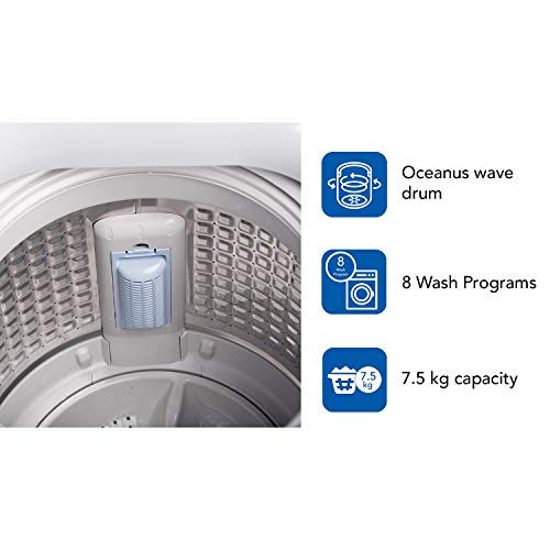 Image of Haier 7.5 kg Fully-Automatic Top Loading Washing Machine (HWM75-707NZP, Silver Grey)