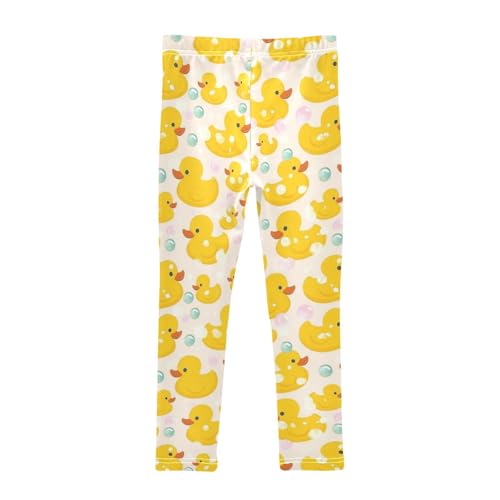 Yellow Ducks Girls' Leggings Toddler Doodles Bubbles Kids Yoga Pants Dance Active Tights 4T2
