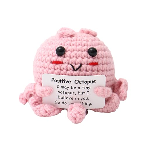 Huxibai ポジティブな編みぐるみ動物 | 応援カード付きかぎ針編み人形 | 同僚 教師 学生 女性 男性 友人への励ましギフト モチベーショナルドール,心を明るくするギフト
