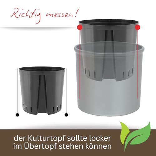 Leni Kulturtopf Set mit Wasserstandsanzeiger Ø 11 cm H 9 cm 3er-Pack rund – Ansicht 6