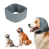 Aomig Ohrenklappe für Hunde mit Stretchbändern Hunde Gehörschutz - Verstellbare Größe (Grau,S)