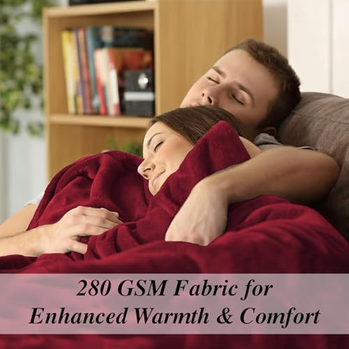 Image of Cloth Fusion Nimbus 280 GSM Fleece Blanket, Maroon Red, Single 58x86 inches | Double-Brushed Both Sides, Anti-Pilling Weave, Colour-Lock Dye, Reinforced Stitching, Machine Washable