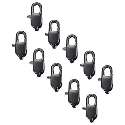 UNICRAFTALE About 10pcs Gunmetal Chain Clasps Stainless Steel Lobster Claw Clasps Jewelry Fastener Hook End Claw Clasp Rectangle Metal Clasps for Jewelery Making Necklaces Bracelets 16x8x3mm