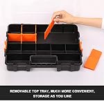 Organisateurs de Boîte à Outils Makitoyo, Organisateur de Petits Éléments Noir Interconnectable pour Fixations, Pièces et Artisanat avec Diviseurs Amovibles, Paquet de 2 Pièces, Noir & Orange