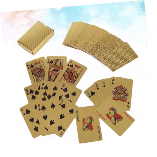 Didiseaon wasserdichte Goldfolie Poker Spielkarten Glänzend Strapazierfähiges Kunststoffmaterial Robust und Handlich für Zuhause Bar und Büro Kartenspiel für Erwachsene und Freunde – Bild 7