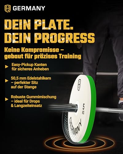 texturierter Grip für sicheren Halt - Detailansicht von HQ Germany Bumper Hantelscheiben 50mm Set – Deal Dealfoxx.de