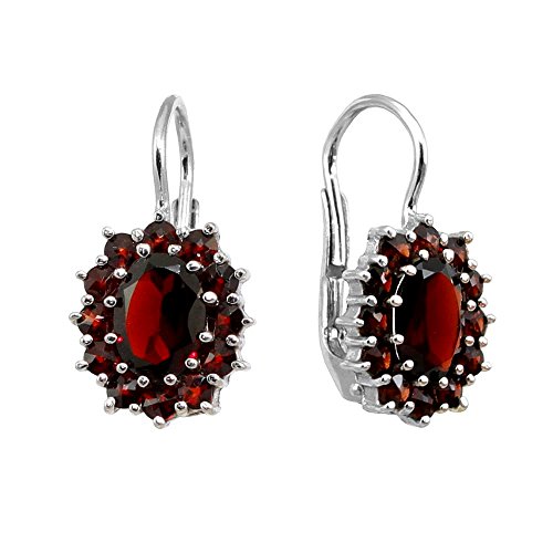 Preisvergleich Produktbild Luxriöse Silberohrringe mit echtem Granat 925 Sterling Silber