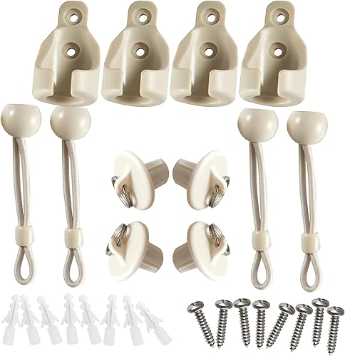 New Bungee kit + end caps Universal Replacement Mounting Brackets of Exterior Sun Shades Outdoor/Indoor Roller up Blinds (Beige, 2pack)