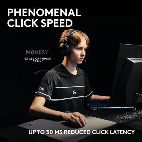Image of Logitech PRO X2 SUPERSTRIKE Lightspeed Wireless Gaming Mouse with The Fastest Click in the World, Ultra Lightweight (61 g), Customizable Click Haptics, USB-C Charging, for PC /Mac /Laptop - White