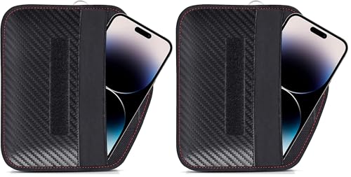 Funda Faraday Movil Samfolk XL Bolsa Bloqueadora Senal RFID de Fibra de Carbono Paquete de 2