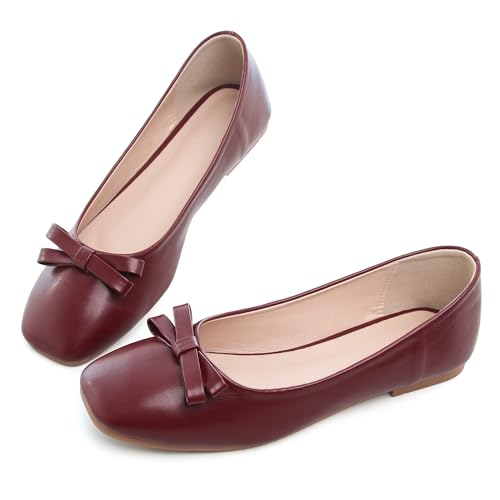 Image of Dear Time Women's Casual Foldable Ballet Flats Square Toe Ballerina Flats Shoes Comfortable