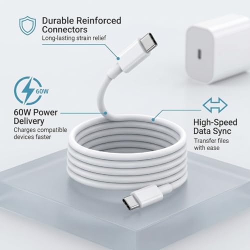 Image of Scalebee 20W Charger with Type C to C Cable | Compatible with iPhone 17 /16 /15 /Air Pro Max Plus, Compatible with iPad, Other Devices Supported