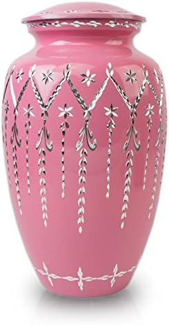 Garland Drop Alloy Cremation Urn for Ashes - Large - Holds Up to 200 Cubic Inches of Ashes - Pink Metal Urns