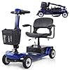 Electric Mobility Scooter for Adults & Seniors, 4-Wheel Foldable Mobility Scooter with 12.4-Mile Range, 4.9 MPH Powered Wheelchair, 330 lbs Capacity, LED Headlight & Basket, Blue