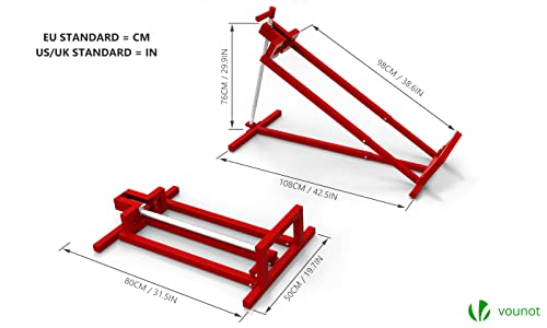 VOUNOT Ride on Mower Jack Lift, Telescopic Maintenance Jack for Lawn mowers and Garden Tractors, Weight Capacity 400kg, Red