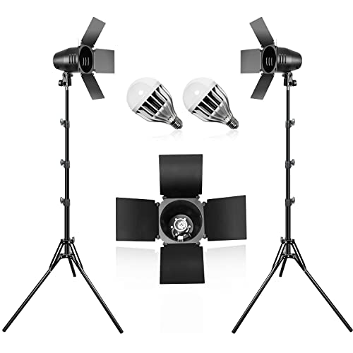 Limostudio [2Pack] Photography Photo Studio Continuous Led Day Light Bulb Barndoor Light Stand Kit, Agg1698 #TOP19