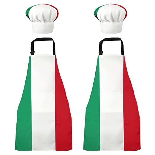 SATINIOR Italian Apron and Chef Hat for Women Men Italian Costume Fabric Bib Italy Flag Apron with Pocket Red Green Italy Gifts for Adult Kitchen Baking Pizza Cooking Party Decor
