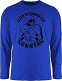 Langarmshirt Herren Langarm Shirt - American Football Deko Superbowl Party - Jeden verdammten Sonntag mit Footballspieler - schwarz - XL - Royalblau - BCTU005