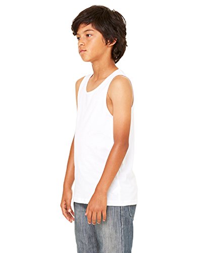 Bella + Canvas Youth Jersey Tank, Large, White3