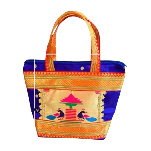 GURUKRUPA SHOPEE Paithani Silk motif Hand Bag With Double Zip | Silk Material | Tredition Wedding-picture-46