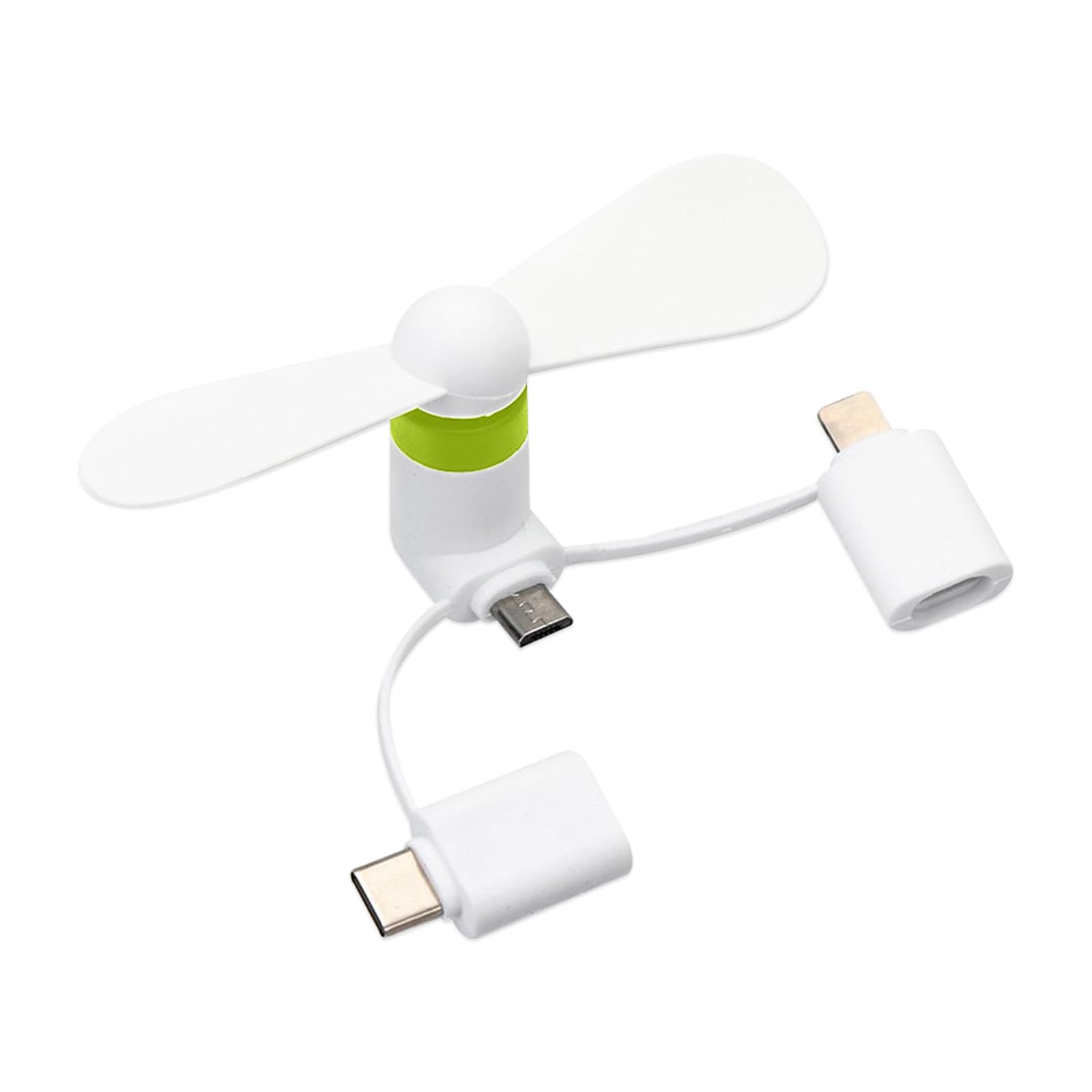 Handy-Lüfter Mini-Ventilator 2 Stück (Weiß) – USB/Type-C/Android, Drehbar, Tragbar, Plug & Play