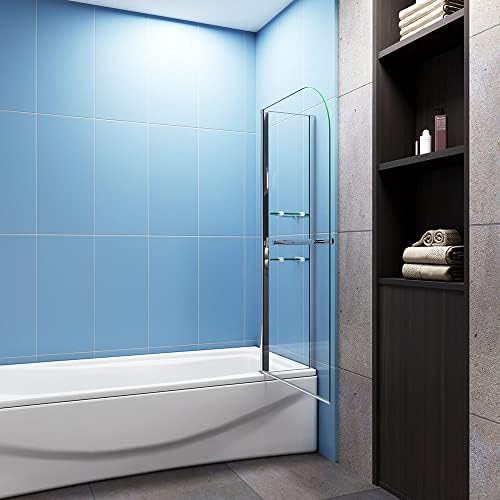 1200x1400mm 180 Pivot Chrome 6mm Glass Bathroom Shower Screen+Shelves+Towel Rail