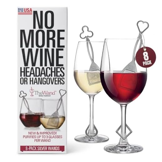 PureWine Wand Technology Histamine and Sulfite Filter, Purifier Alleviates Wine Allergies & Headaches, Stir Stick Aerates Wine - Pack of 8