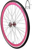 Redondo 28 Zoll Vorderrad Singlespeed Fixie Laufrad Felge Pink Schwarz + Reifen