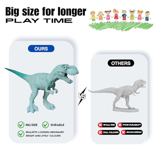 Image of ZESTHOME Big Dinosaur Toy for Kids | Realistic Hard Rubber Dinosaur Figure | Non-Toxic, Durable Jurassic Animal Toy for Boys & Girls 3+ Years | 15 cm | 4 piece