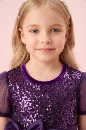 Image of Girls Dress Velvet Sequin Birthday Gown for Ages 1 to 7 Years Kids Frock Western Wedding Outfit Children Clothing Set Fancy Frocks for Little Baby Girl Stylish Modern Attire