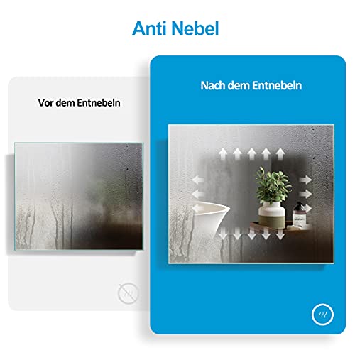 Badkamerspiegel met verlichting 80 x 60 cm LED badkamerspiegel 3 lichtkleuren warm wit/neutraal / koud wit dimbaar 3000… - Afbeelding 5