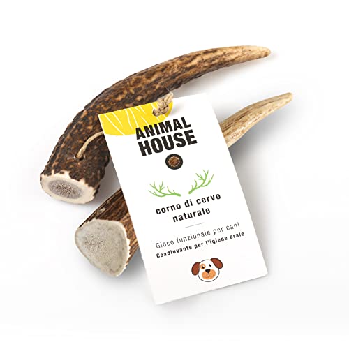 Animal House 2PZ Bois de cerf Os à mâcher pour Chien 100% Naturel et écologique (2 PEZZI INTERO, S) Cover