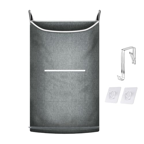 Image of KINGSUSLAY XL Hanging Laundry Hamper, Over the Door Laundry Hamper and Baskets, Wide Opening Hanging Laundry Bag,Hanging Hamper for Bathroom,Dorm,Chirstmas Gifts(Heather Grey, 36x22 Inch)
