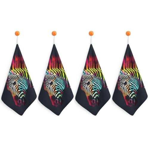 Serviette à main en microfibre zèbre multicolore pour salle de bain - 2