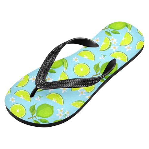Sinestour Lime Blossom Fruit Blue Flip Flops for Beach Thong Sandals Anti-slip Lightweight Flat Slippers for Summer Travel Swim2