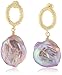 Marque Amazon – Collection Amazon – Boucles d'oreilles pendantes en plaqué or 14 carats de forme irrégulière faites à la main pour femme, cadeau de Saint-Valentin, anniversaire, fête des mères, Noël