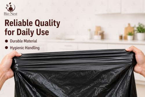 Image of Garbage Bags | Medium | 180 Count | 30 Bags X 6 Rolls | 19 X 21 Inches | For Dry & Wet Waste | Black