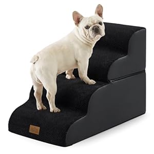 Dog Stairs for Small Dogs 19.7″ H, Detached Dog Step for Puppy or Older Cat, Ramp for Bed, Sofa, Couch or Chair, Ladder with High Density Foam, 15.7×28.3×19.7 inch, 4 Step, Black
